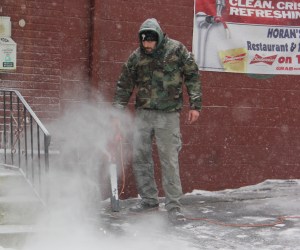 Blowing Snow Away, Keith Horan, Lafayette Street, Tamaqua, 1-21-2014 (16)