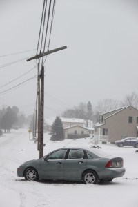 Car Snaps Pole, Grove Street, Lincoln Drive, Hometown, 1-24-2014 (1)