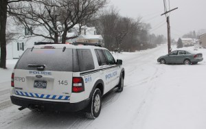 Car Snaps Pole, Grove Street, Lincoln Drive, Hometown, 1-24-2014 (5)