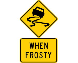 slippery road when frosty