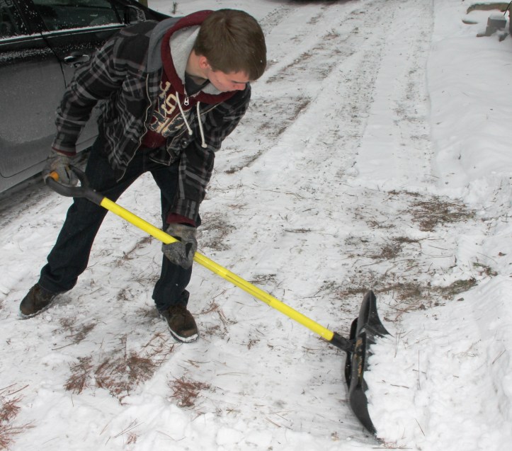 Young Man Shoveling Snow, Stonehedge Gardens, South Tamaqua, 1-26-2013 4