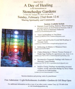 A Day of Healing, Stonehedge Gardens, South Tamaqua, 2-21-2014 FLYER