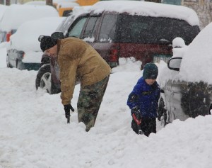 Father and Son Shoveling Snow, Market Street, Tamaqua, 2-13-2014 (6)