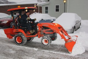 Anthony Fannock plows the grounds of the ABC Hi-Rise. Fannock, states he performs snow removals at 12 locations. He has also worked at the Hi-Rise for over 20 years.