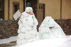 Snowman, Marco's Pizza, Lansford, 2-14-2014 (2)