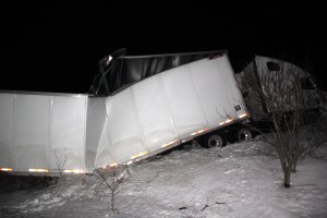 Tractor Trailer Up Embankment, Exit 138, Kline Township, 2-19-2014 (3)