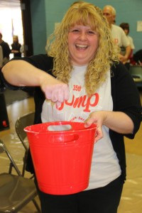 Michele Bittner shows the slime.