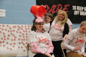 Teacher Harriet Gustus gets slimed by Jathan Krall.