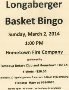 Longaberger Basket Bingo at Hometown Fire Company