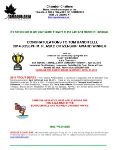 4-17-2014, Tamaqua Chamber of Commerce, Chamber Chatters1