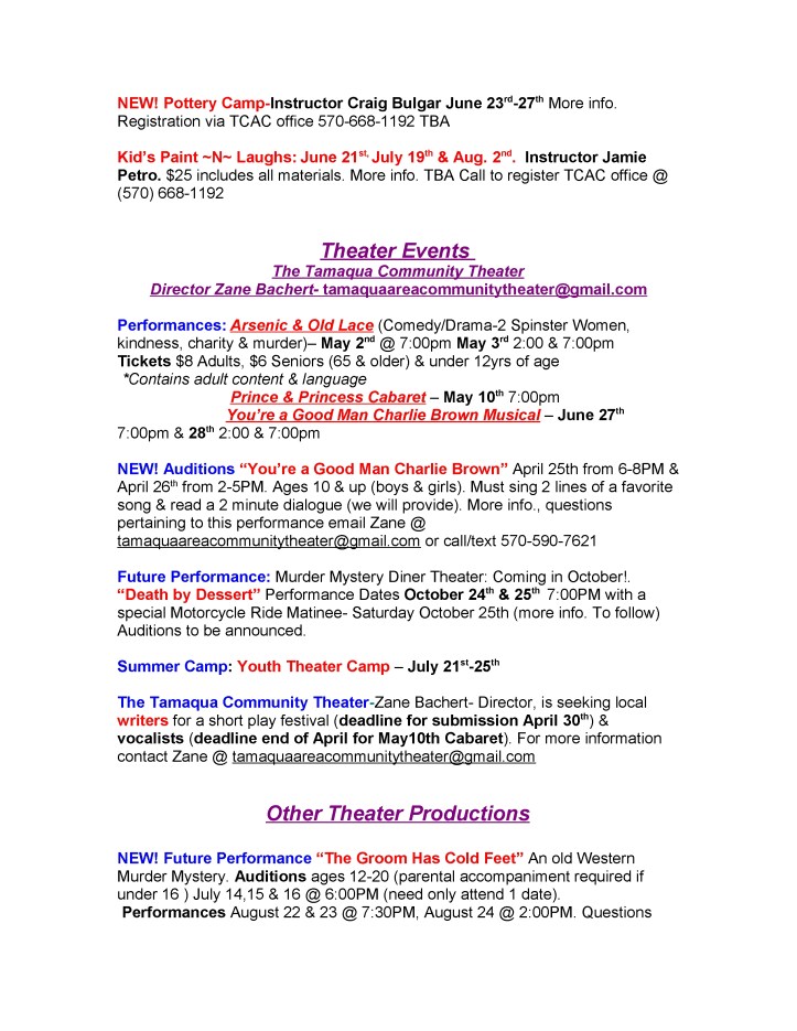 4-25-2014, Tamaqua Community Arts Center Newsletter5