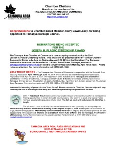 4-4-2014, Tamaqua Chamber of Commerce, Chamber Chatters1