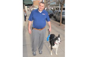 Chris Morrison with his Dog, West Broad St, Tamaqua, 4-2-2014 (2)
