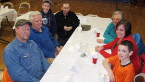 Pictured during a recent dinner are, from left, Jim Milot, Frank Kane, Lucas Milot, Josh Laughlin, Donna Kane, Doreen Milot and Brian Milot.