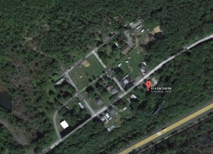 Map Location of Fire, 614 Old 209 Road, Newkirk, 4-1-2014