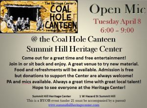 Open Mic, Coal Hole Canteen, Summit Hill Heritage Center