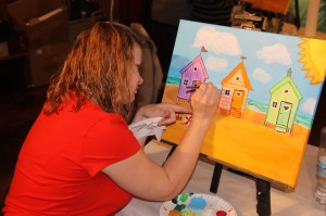 Paint and Sip, Theme was Ocean Beaches, Community Arts Center, Tamaqua, 4-23-2014 (18)
