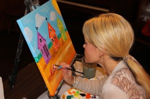 Paint and Sip, Theme was Ocean Beaches, Community Arts Center, Tamaqua, 4-23-2014 (25)