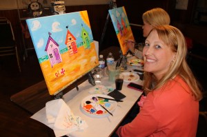 Paint and Sip, Theme was Ocean Beaches, Community Arts Center, Tamaqua, 4-23-2014 (26)