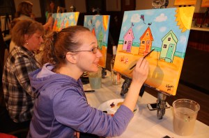 Paint and Sip, Theme was Ocean Beaches, Community Arts Center, Tamaqua, 4-23-2014 (27)