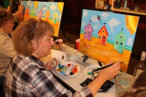 Paint and Sip, Theme was Ocean Beaches, Community Arts Center, Tamaqua, 4-23-2014 (28)
