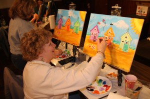 Paint and Sip, Theme was Ocean Beaches, Community Arts Center, Tamaqua, 4-23-2014 (30)
