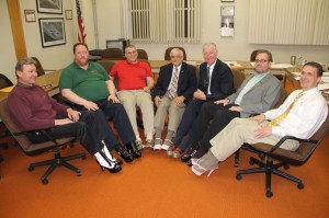 Pictured from left are Borough Manager Kevin Steigerwalt, councilman Dave Mace, Mayor Chris Morrison, councilmen Dan Evans, Bryan Connely and council president Micah Gursky.