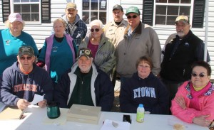 Pictured during the start of last weekend's Tamaqua Chamber Trout Derby are, from front left, are Chamber members/volunteers Dave Barron, Tom Banditelli Sr. (chairman), Eileen Barron and Linda Yulanavage. From back left are Schuylkill Trout Unlimited members and volunteers Ann McCole, Jan Mione, Tom Folino, Phyllis Bondura, Kevin Clouser (PA Conservation Officer), John Bondura (chairman) and Tony Mione (President).