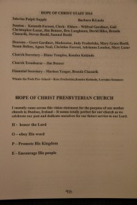175th Anniversary Service Booklet, Hope of Christ Presbyterian Church, Summit Hill, 4-27-2014 (100)