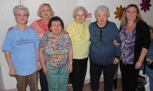 Pictured from left are resident Betty Hafer, staff Sandra Davis, residents Darlene Deitrich, Mary Herbig, Eleanor Moneta and staff Cheryl Martuscelli. Not pictured was resident Esther Stofocik.