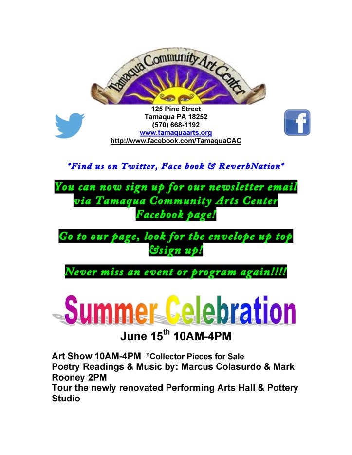 5-16-2014, Tamaqua Community Arts Center Newsletter1