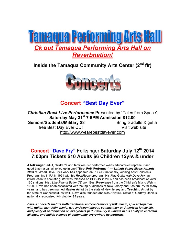 5-16-2014, Tamaqua Community Arts Center Newsletter2