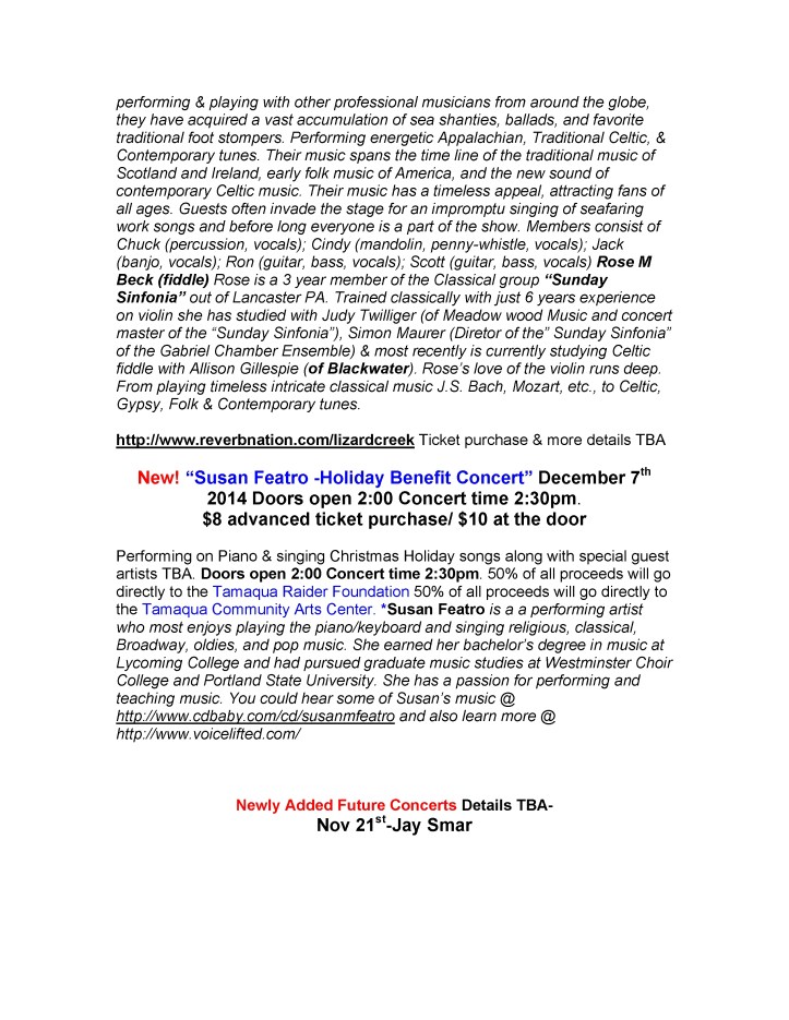 5-16-2014, Tamaqua Community Arts Center Newsletter5