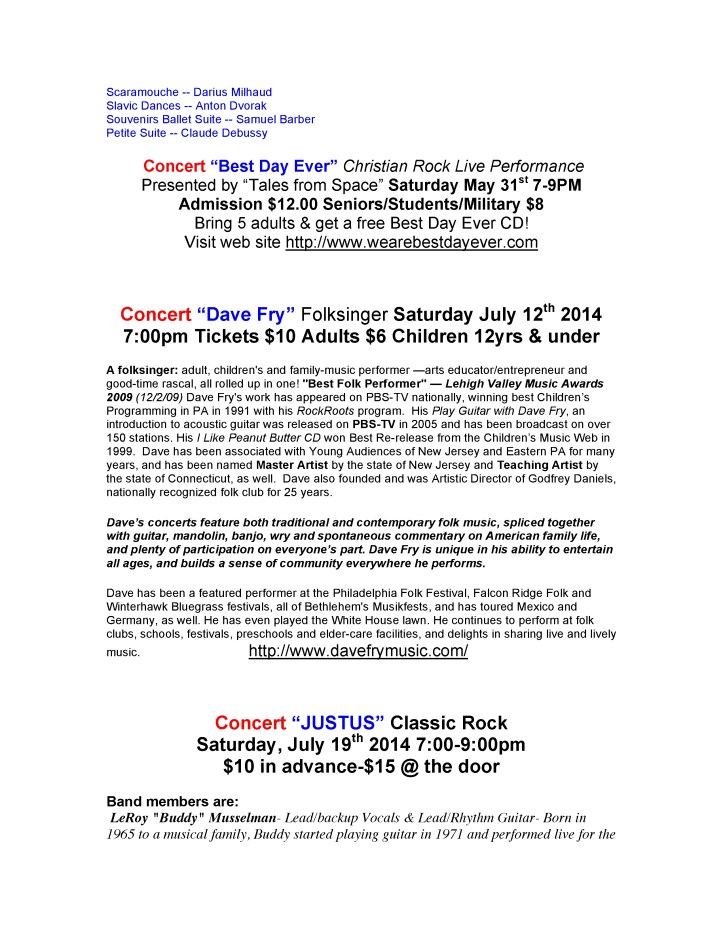 5-9-2014, Tamaqua Community Arts Center Newsletter3