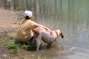 Boy and His Dog, Huck Finn Fishing Rodeo. BHSA Dam, Delano, 5-18-2014 (2)
