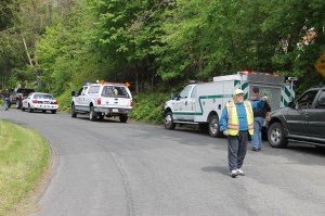 Elderly Woman Drives Through Car Port, Down Embankment, Locust Street, Hometown, 5-20-2014 (1)