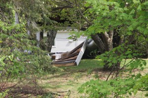 Elderly Woman Drives Through Car Port, Down Embankment, Locust Street, Hometown, 5-20-2014 (67)