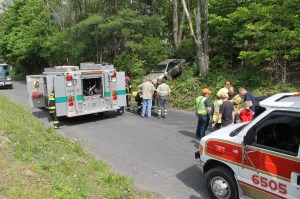Elderly Woman Drives Through Car Port, Down Embankment, Locust Street, Hometown, 5-20-2014 (69)