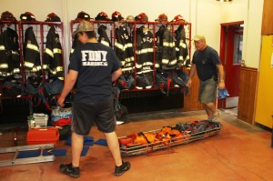 Firefighters Placing Flags, Bunting, American Hose Company, Tamaqua (31)