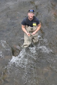 Guy Fishing in Little Schuylkill River, Elm Street Bridge, Tamaqua, 5-10-2014 (2)