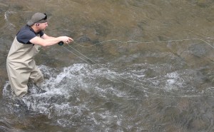 Guy Fishing in Little Schuylkill River, Elm Street Bridge, Tamaqua, 5-10-2014 (4)