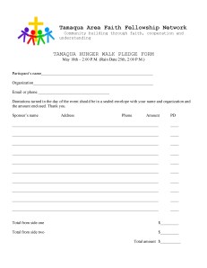 HUNGER WEEK PLEDGE DONATION FORM (PAGE 1 OF 2)