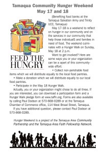 Hunger Weekend flyer, half a page