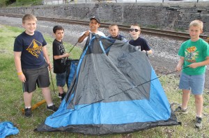 Learning to Make a Tent, Tamaqua Cub, Boy Scouts, N. Railroad Street, Tamaqua (3)