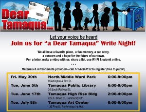 Night of Writing Poster, Dear Tamaqua1