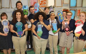 Pictured from front left are Tamaqua graphics arts teacher Lori Remmel, students Brianna Bittner, Laura Anderson, Jade Pradell, Rebecca Canaskie, and Julia Shellhamer. In back are students Chris Hartung (left) and Nick Digliglio.