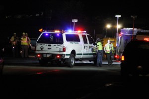 Responders Clean Up Fuel Spill from Tractor Trailer in Hometown, 5-15-2014 (3)