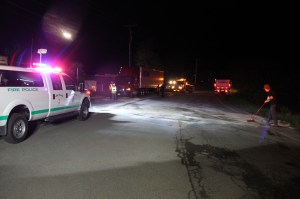Responders Clean Up Fuel Spill from Tractor Trailer in Hometown, 5-15-2014 (40)