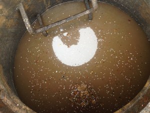 Pictured is a view of an opened sewer manhole along Cumberland Avenue.