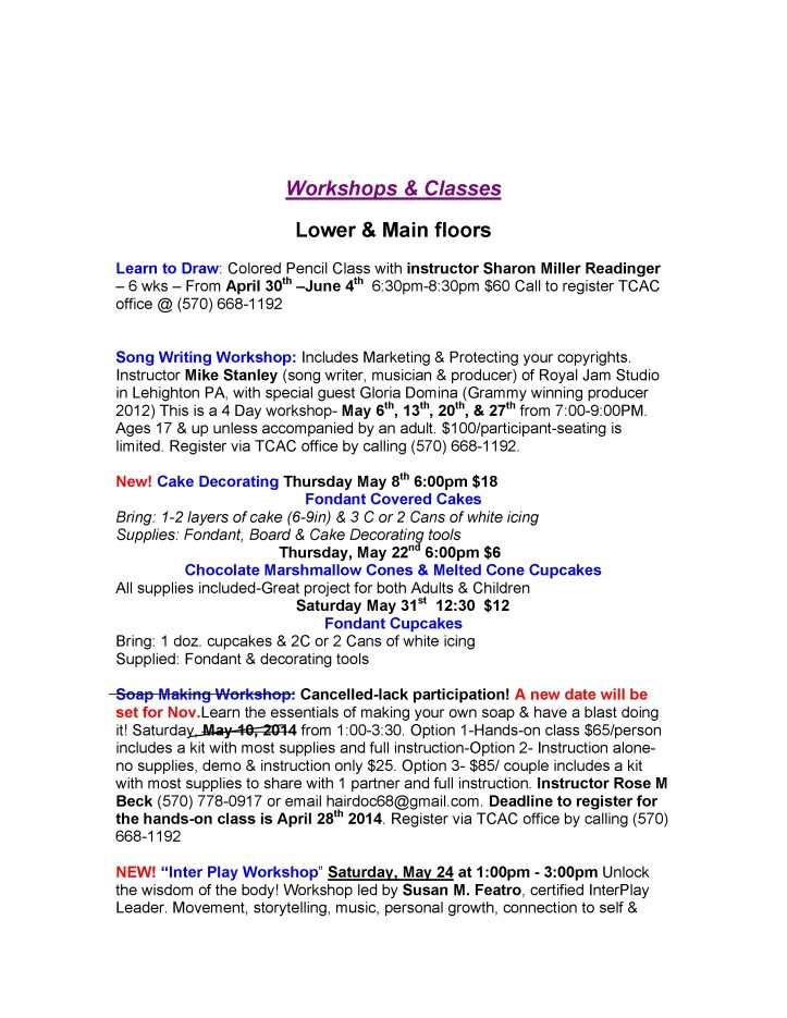 Tamaqua Community Arts Center Newsletter, 5-1-2014 (7)